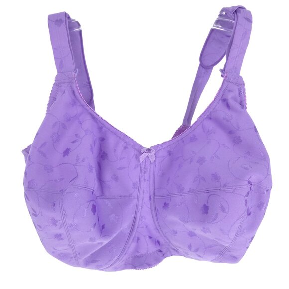 Elila Jacquard Softcup Bra Lilac Wireless Full Support Full Coverage 42I 42 (6D) - Picture 1 of 16